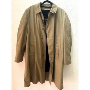 Vintage London Fog Coat Men's Khaki Alpaca Mohair Lined Jacket Size 42 Reg $200